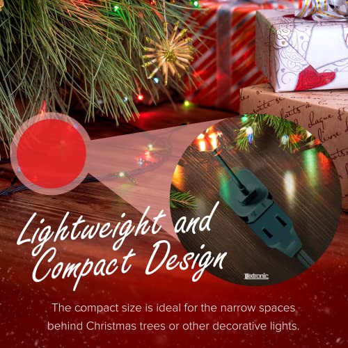 Luxtronic 2-Prong Indoor Extension Cord - Includes 3 Polarized Outlets With Protective Plug Cover - Etl Certified, 16 Gauge, 125 Volts (6 Feet Long, Green) - Pack Of 3 #TOP4