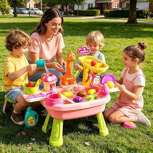 Table d'activités d'eau dinosaure avec dînette pour enfants de 3 ans