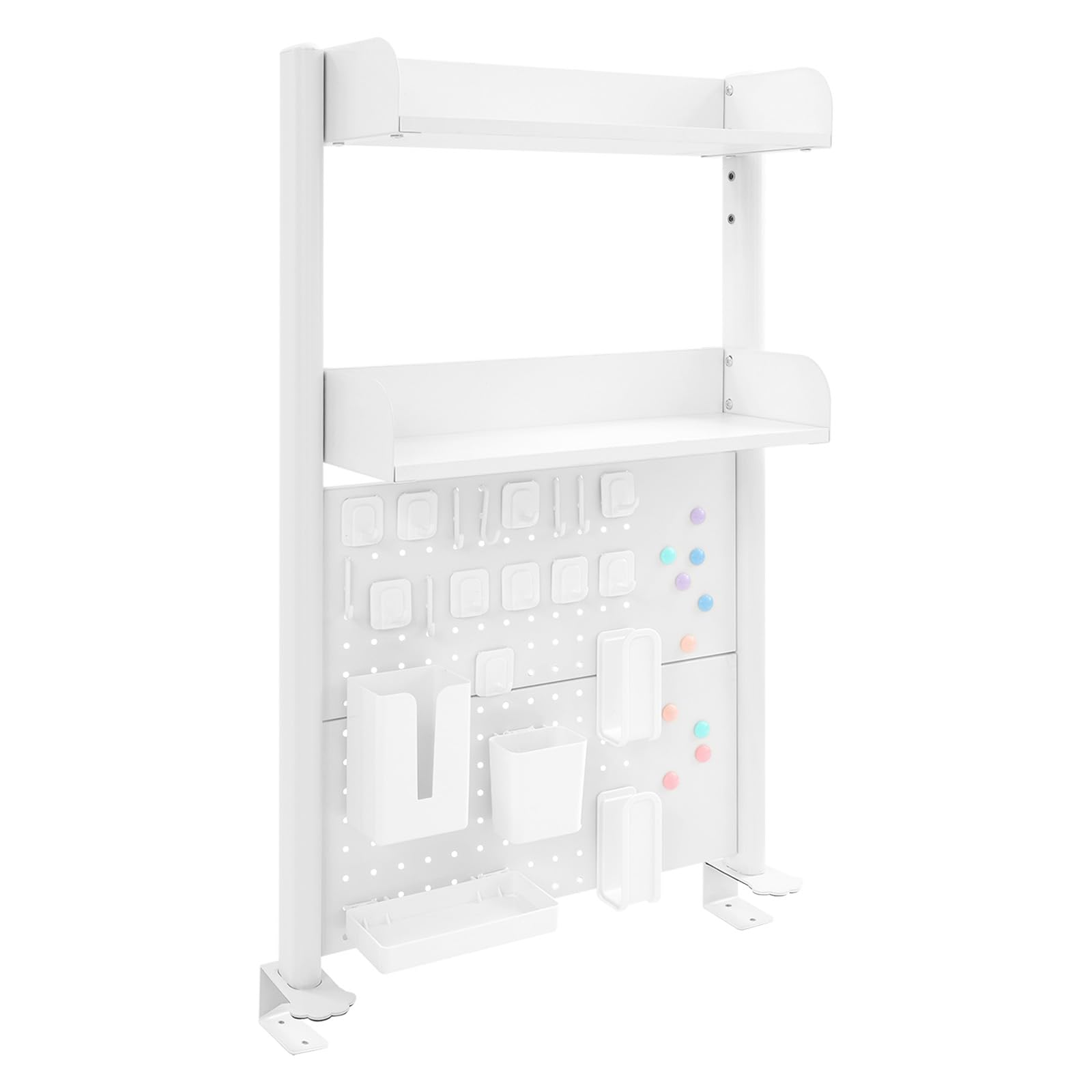 Organizer da scrivania con morsetto da 50 cm, a 3 livelli, con parete forata, per casa, ufficio (bianco)
