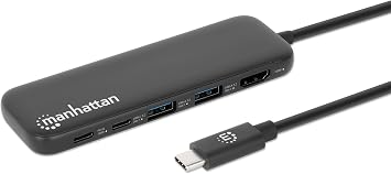 Manhattan USB-C Docking Station Hub, 5-in-1, 4K HDMI, 100W PD, Black