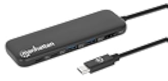 Manhattan 5 in 1 USB C Docking Station Hub – Long 20 in Cord - 100W PD, 4k HDMI, 2 USB-A 3.0, 1 USB-C 5Gbps Data Port - Multiport Adapter for MacBook Air Pro & Type C Devices–3 Yr Mfg Warranty-130721