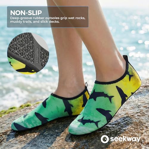 Image of SEEKWAY Water Shoes Women Men Adult Quick-Dry Aqua Socks Barefoot Non Slip for Beach Swim River Pool Lake surf Black SK002(U)