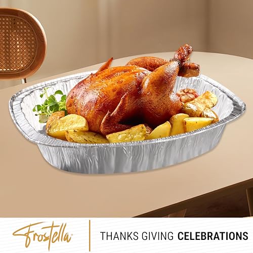 Large Oval Disposable Aluminium Foil Trays for Baking, Roasting, Broiling, Cooking, Food Storage & Party Use – Premium Quality 46 x 36 x 8 cm, Pack of 3, Ideal for BBQs, Catering, and Meal Prep - Image 5