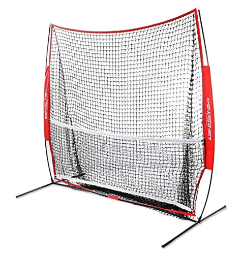 PowerNet 7x7 ft Portable Tennis Net and Pickleball Trainer | Multi-Sport Trainer | 49 sqft of Hitting Area | Net and Frame | Driveway, Indoor, Outdoor, Street, Backyard | EZ Setup Collapsible