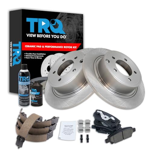 Image of TRQ Rear Brake Pad & Rotor Kit Compatible with 2017 Jeep Patriot Compass 2013 Chrysler 200