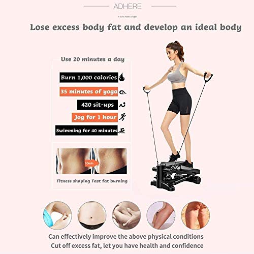 Image of Mini Stepper Fitness Cardio Exercise Trainer Stair Stepper Twisting Machine with Resistance Bands Monitor for Full Body