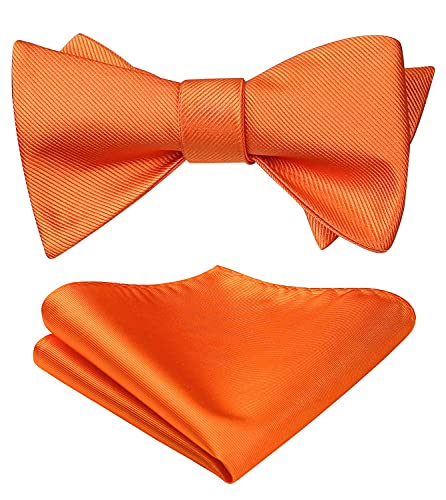 HISDERN Pajarita Naranja Hombre Conjunto de Pajarita y Pañuelo Juegos de Pajaritas Clásicas Formales para Boda Fiesta de Navidad,Naranja
