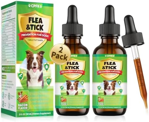 Flea and Tick Prevention for Dog, 60 ML (2 FL OZ) 2 Pack Natural ...