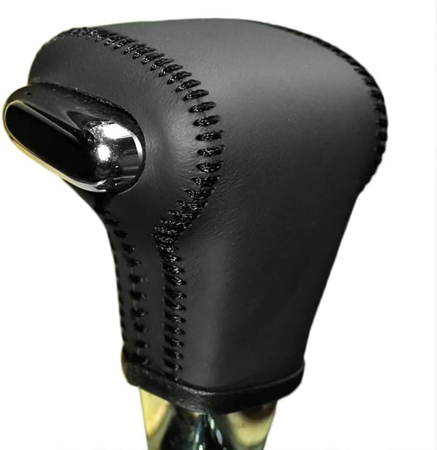 for Volkswagen Golf 2010 2011 / Eos 2007-2011 / Tiguan 2009 2010 / Rabbit 2006-2009 / Jetta 2005-2010 Automatic Accessories Car Genuine Leather Gear Shift Knob Cover (Black Leather Black Thread)