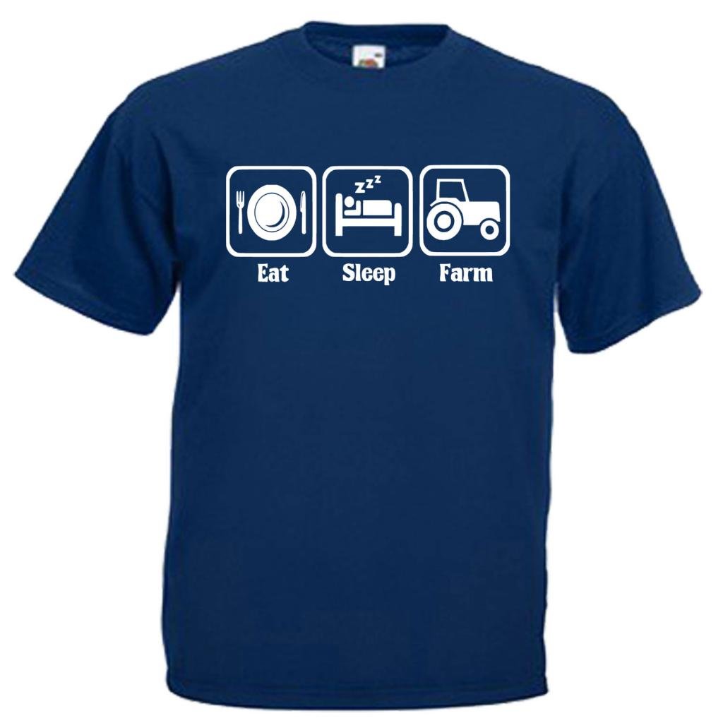 shaniztoons Eat Sleep Farm Farmer Tractor Adults Gift Mens Unisex T-Shirt Small Navy