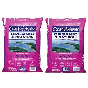 Coast of Maine Organic & Natural Bar Harbor Blend Potting Soil – Organic Soil w/Perlite for Enhanced Drainage & Aeration – for Flowers, Herbs & Veggies, Floral Baskets & Container Gardening (16 QT)