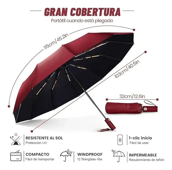Image of 𝗗𝗮𝗻𝘇𝗲𝗿𝗮 𝗨𝗩 Travel Mini 𝗙𝗼𝗹𝗱𝗶𝗻𝗴 Ultra Compact pastel Umbrella with Case, Manual Open 12 Ribs Lightweight Portable, Small Sun & 𝗥𝗮𝗶𝗻 𝗣𝗼𝗰𝗸𝗲𝘁 𝗨𝗺𝗯𝗿𝗲𝗹𝗹𝗮 for Men and Women- Use in Rain & Summer (MAROON)