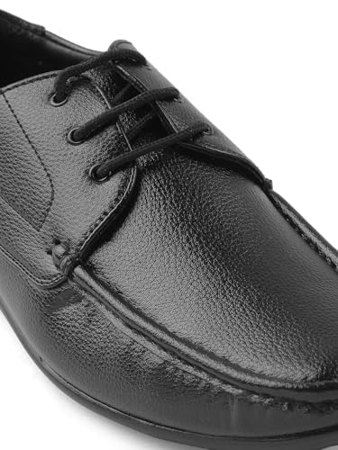 Image of Liberty Fortune HML-6E Men's Formal Derby Shoes - Black, Brown - Synthetic Leather Lace-Up with Cushioned Footbed - Stylish Office Footwear - Comfortable and Lightweight