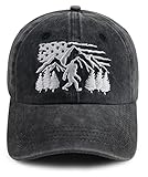 Xucamty Bigfoot Gifts for Men Women, Funny American Flag Forest Mountain Big Foot Baseball Cap, Adjustable Cotton Embroidered Sasquatch Hat, Birthday Gifts for Sasquatch Lovers Outdoor Camping Hunting