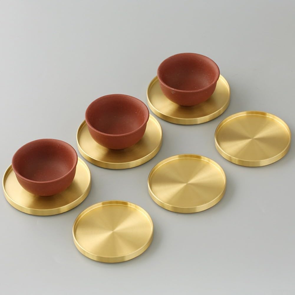 Posavasos de latón para copas de vino, tazas de cerveza, resistentes al calor, 10 cm de diámetro (6 unidades)