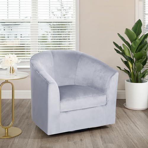 Naomi Home Ariana Swivel Accent Chair – Modern Barrel Accent Armchair with 360 Degree Swivel, Wide Seat, Thick Cushioning, Wooden Legs & Enhanced Back Support for Living Room