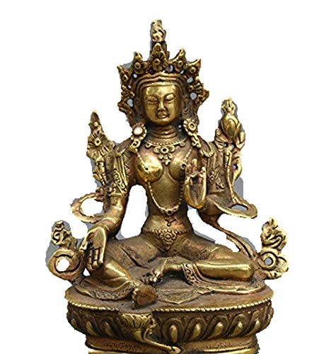 Statue de Bouddha en Laiton Vert Tibétain : Une Finition Artisanale Exclusive