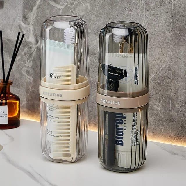Image of Portable Transparent Toothbrush Travel Case - Anti-Bacterial Toothbrush Cover, Portable Holder for Home & Travel (1, Cream)