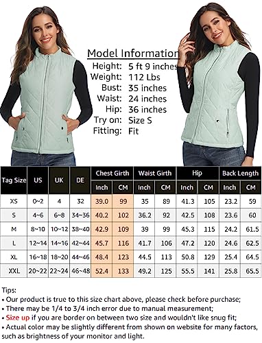 Longking Light Green Women's Outwear Vest, Stand Collar Lightweight Zip Quilted Vest For Women L #TOP3
