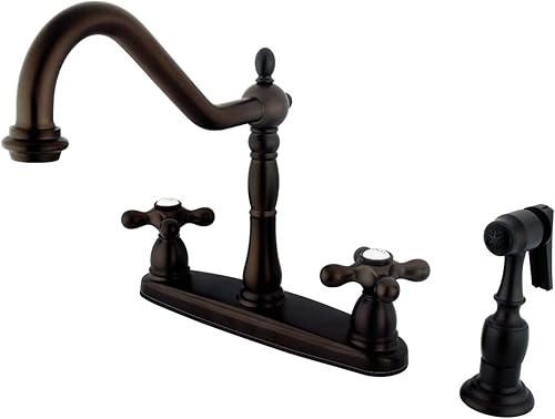 Miniatura 2 de Elements of Design EB1792BLBS New Orleans Grifo de cocina de 8 pulgadas con rociador de latón, 8-14 pulgadas en alcance de la boquilla, latón pulido