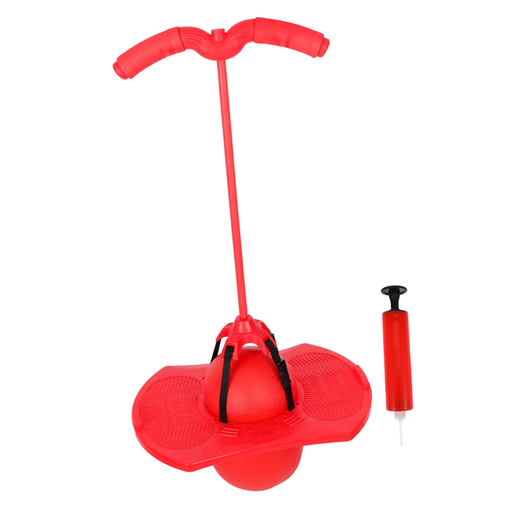 Gogogmee 1 Set Jumping Ball with Handle Outdoor Sports for Exercise Ball Set with Pump and Gas Needle Red Bouncing Ball with Random Color Strap for Fun Activities