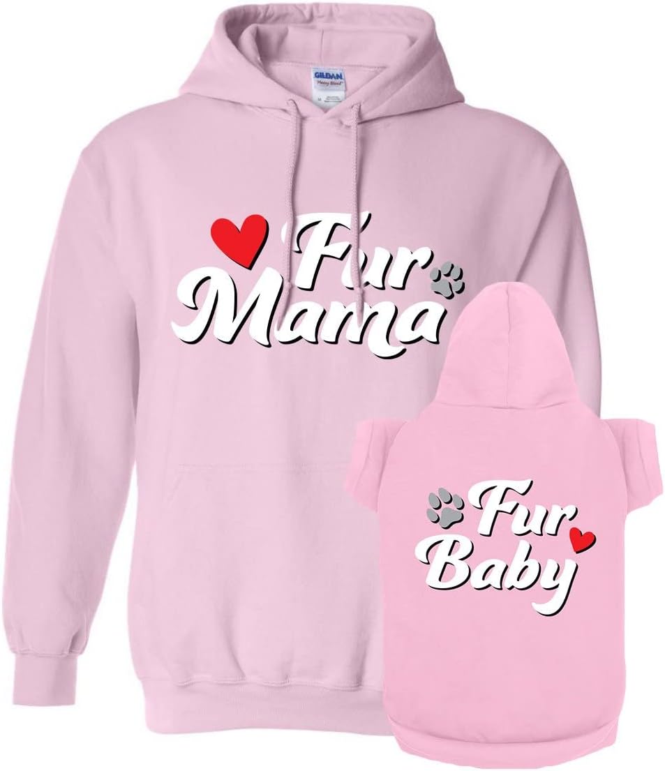 Matching Hoodies for Dogs and Humans - Fur Mama Fur Baby Dog or Cat - Soft Dog Sweatshirt Set - Premium Hoodie is a Great Gift for Christmas, Thanksgiving, Hanukkah, New Years