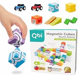 知育玩具 Qbi Magnetic Cubes Stunt Arena Amazon.com: QBI Toy 2 Sets Combo | Stunt Arena & Happy World