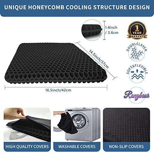 Gel Seat Cushion For Long Sitting On Office & Home Chair (Extra Large & Thick), Soft Support & Breathable, 2 Non-Slip Cover Car Seat Cushion And Wheelchair Reduce Sweat For Hip Pain, Absorbs Pressure #TOP6