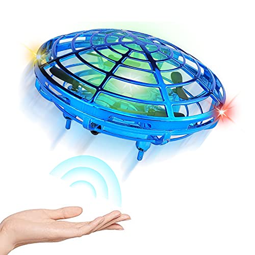 Tcvents UFO Drones for Kids Adults, Hand Free Operated Mini Drone Top Toys Gifts for Boys Girls 8 9 10 11 12 Year Old, Indoor UFO Flying Ball Drone Toy, Blue