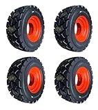 Set of 4-Heavy Duty 12-16.5 Forerunner SKS-6 L-5 Skid Steer Tires on Wheels/Rims (8 lug) for Bobcat A300, A770, S750, S770, S740, S85, 9