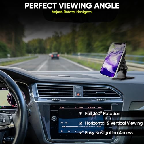 Image of ONE 7 Magnetic Car Phone Holder for Dashboard | Strong Magnetic Mobile Mount | 360 Rotating Car Phone Stand | One Hand Operation | Universal Smartphone Holder | Carbon Fiber Finish | ON ST-34