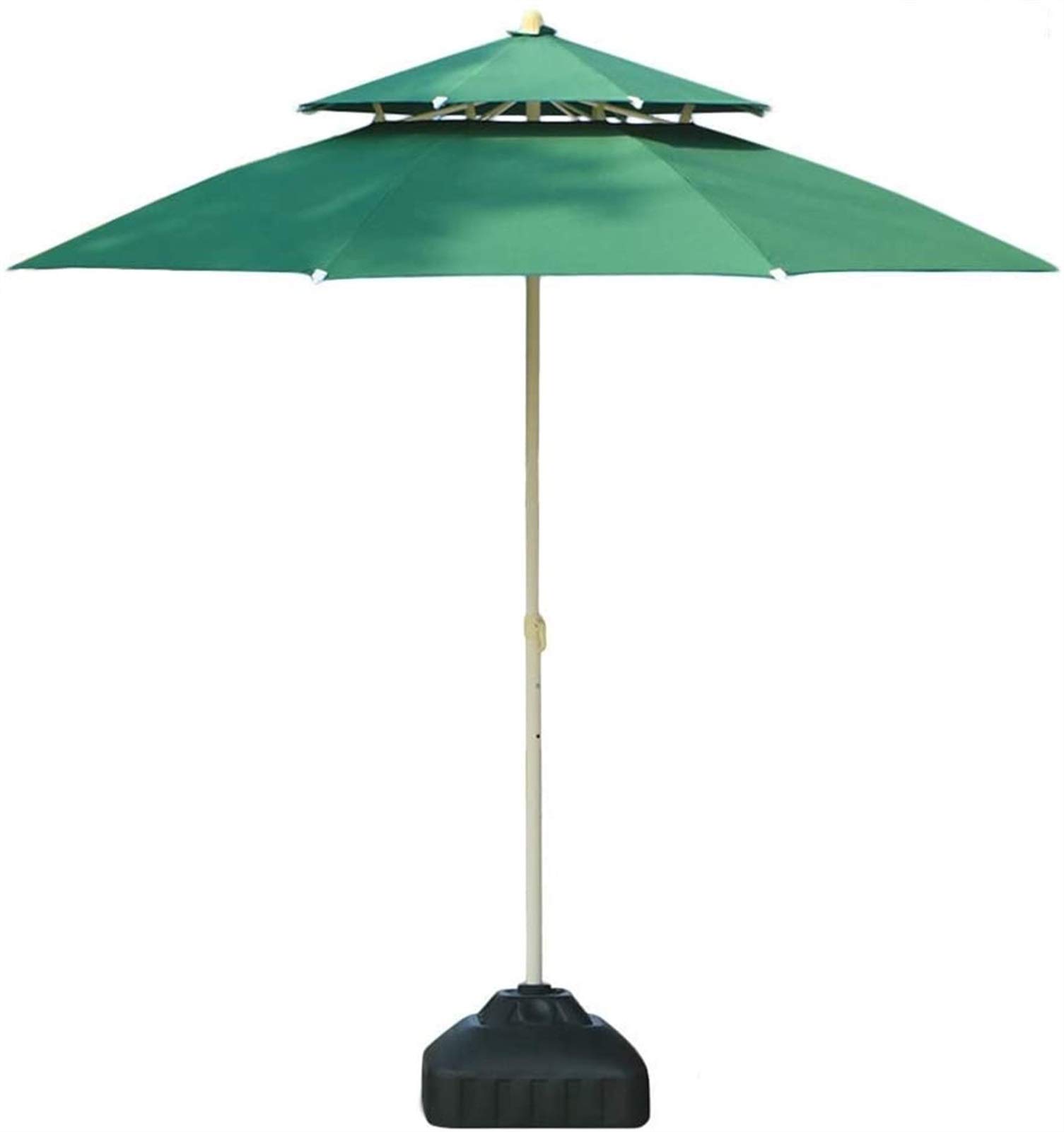 HCZKIUJY Outdoor Garden Parasols 7.5Ft/9Ft Double Top Patio Umbrella For Beach/Pool/Garden Umbrellas Round Sunscreen, Water/Uv-Resistant Market Umbrella,With Parasol Base (Green 9 Ft/270cm)