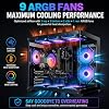 Gaming PC Computer Desktop i7 Xeon E5 3.20GHz, Radeon RX580 8GB, 16GB RAM, 512GB SSD + 1TB HDD, WiFi 6 & Bluetooth 5.4, 9 ARGB Fans, Windows 11Pro, High-Performance Gaming Tower