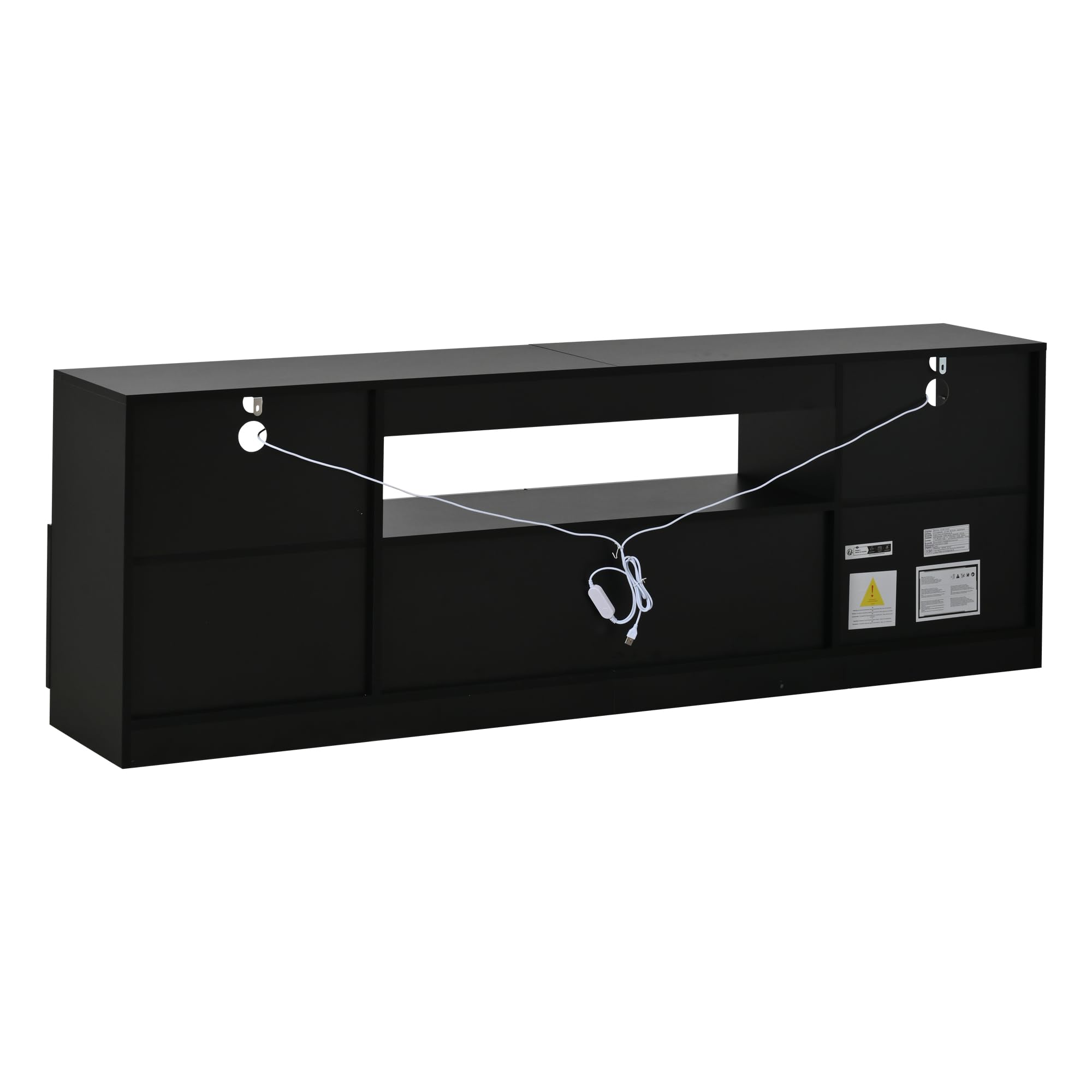 Armoire de Télévision,Meuble TV avec Ambiance Lumineuse,Support Télé,4 Portes,5 Etagères Ouvertes,2 Verre Réglable,Longueur 180cm,Meuble Télé de Salon,pour Télévision jusqu'à 75 Pouces