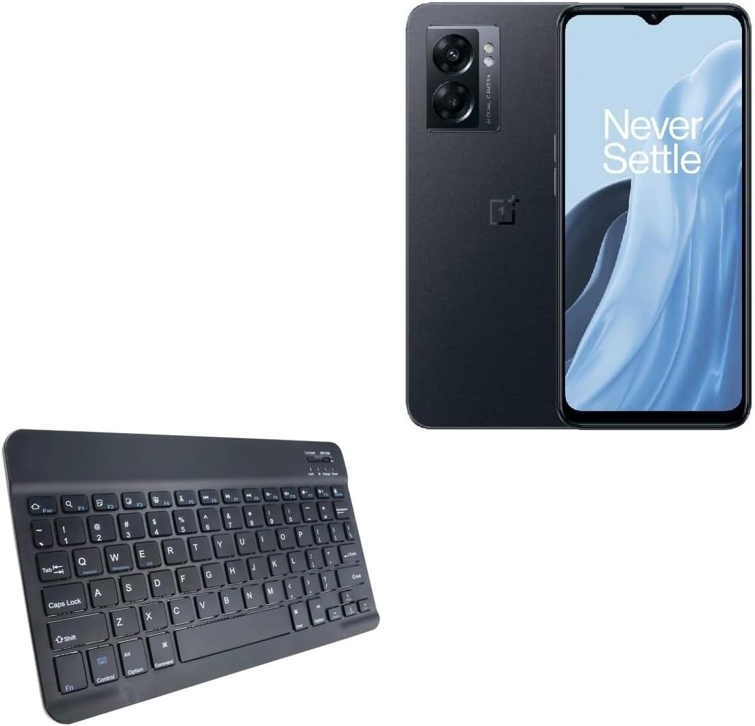 BoxWave Keyboard Compatible with OnePlus Nord N300 - SlimKeys Bluetooth Keyboard, Portable Thin with Chiclet-Style Keys - Jet Black