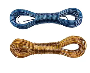 sakoraware 20 Meter Cloth Drying Ropes, PVC Coated Steel Anti-Rust Wire for Cloth Drying Plastic Rope with 2 Hooks (Set of 2, Multicolor)