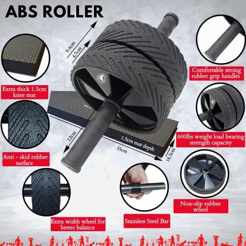 Spartan Athletic Fitness convertible ab roller set gym equipment for home, exercise equipment for home use & home strength training equipment (ab roller wheel, skipping rope, push-up bar, knee mat)