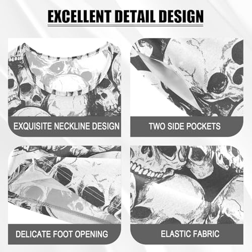 ALAZA Sugar Skull Funny White Pajamas Set Short Sleeve Cotton Sleepwear Summer Pjs 2 Piece 5-14Y4