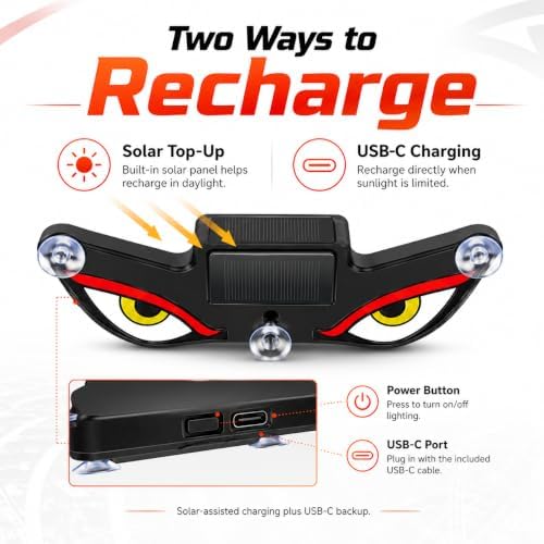 Eyevivid Solar Powered LED Demon Eyes Car Window Light - 4