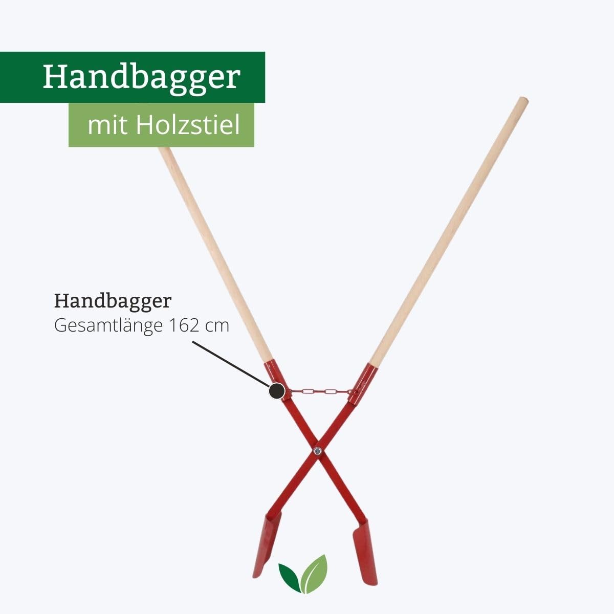 Handbagger aus Stahl mit Holzstiel 162 cm – Erdlochausheber für Pflanzlöcher & Zaunpfosten