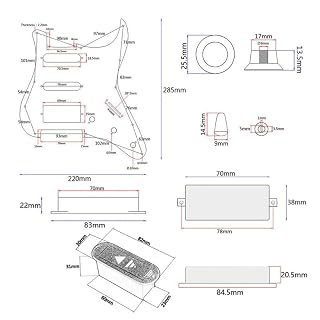 VUBLY Pickguard Stratocaster avec capteur de dentelle passif à actif, kit de micro pour guitare actif SSH – Image 6
