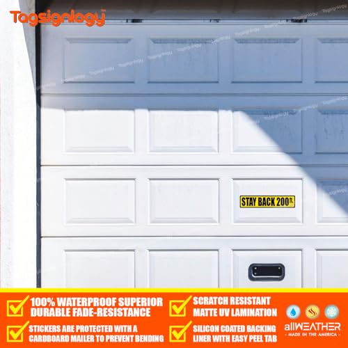 Image of (2 pcs) [9.00 x 2.00 inch] Stay Back 100ft / 200ft feet Driver Caution Safety Sign Tailgate Label Waterproof UV Weatherproof Vinyl Decal Bumper Trunk Lorry Van Rear Sticker (200 ft)