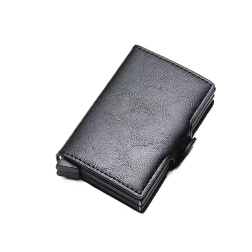 [WYBFFC] Layers Anti RFID Men Leather Credit Card Holder Metal ID Case Aluminium Protection Male Travel Wallet