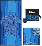 Dikuer Microfiber Oversized Beach Towel with Towel Band, 75" x 35" Large Sand Free Beach Towel, Quic
