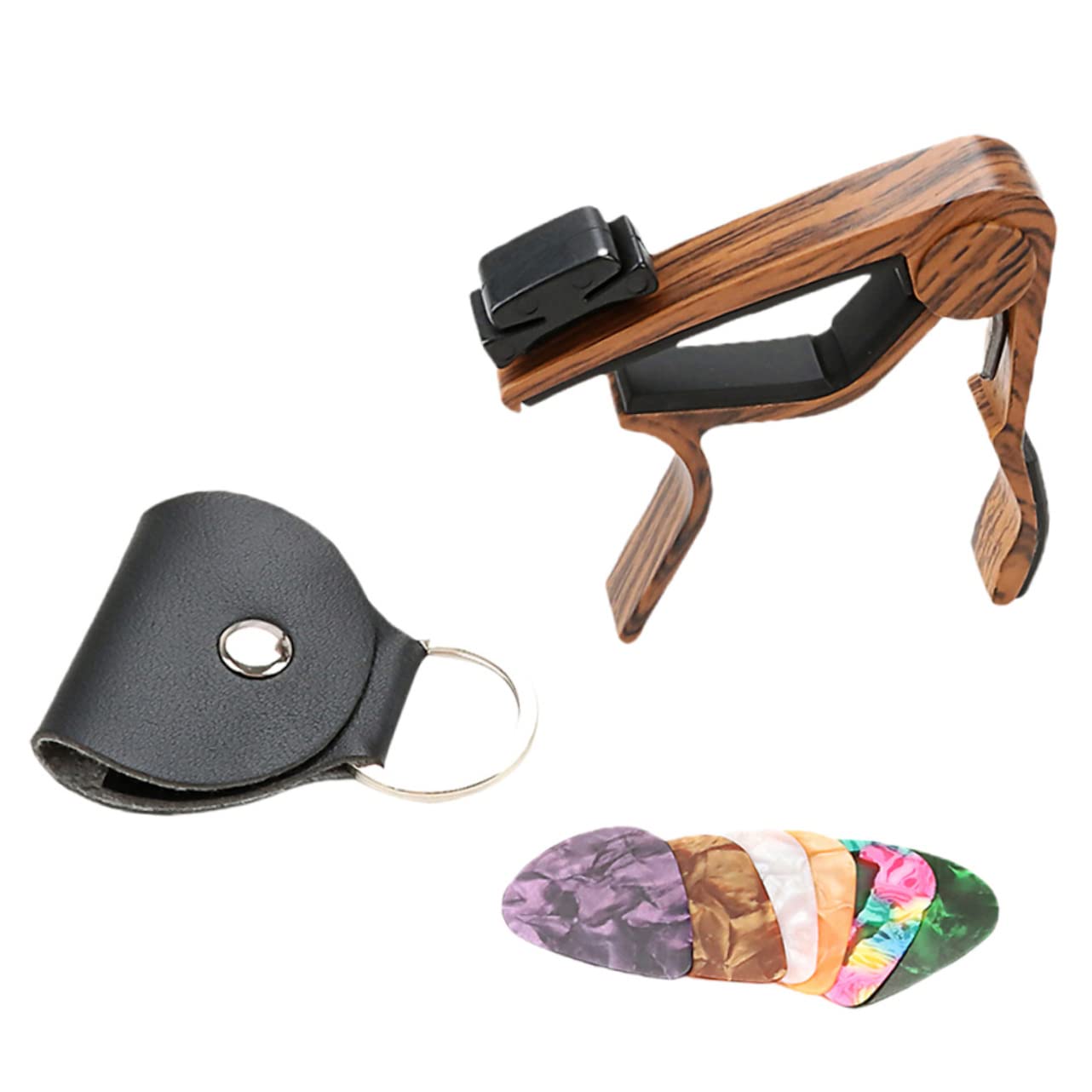 Toyvian 5sätze Gitarre Plektren Set Mit Kapodaster Teiliges Zubehörset Für Akustik Gitarre Mandoline Ukulele Bass Und Banjo Inkl Plektrenhalter Für Musiker Und Geschenkideen