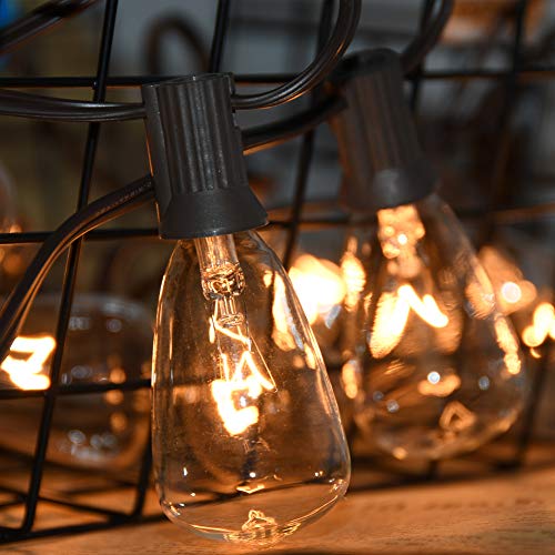 Romasaty 25Ft St35 Outdoor Patio Edison String Lights With 27Clear Bulbs -5 Watt/120 Voltage/E12 Base -Black Wire #TOP6
