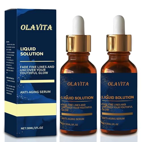 OLAVITA Liquid Solution Anti Aging Serum – Vitamin C Facial Treatment for Hydration & Firmness, Collagen Support, 2 Pack