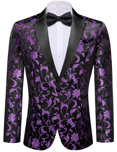 Image of Barry. Wang Men's Sport Coats & Blazers Flower Suit Jacket 1 Button Paisley Tuxedo Mardi Gras Carnival Parade Gift