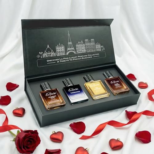 Image of La Pink Luxury French Pure Perfume Valentine Gift Set for Men 120ml | Long Lasting & Travel Friendly (30ml x 4) Perfume Set for Every Occasion