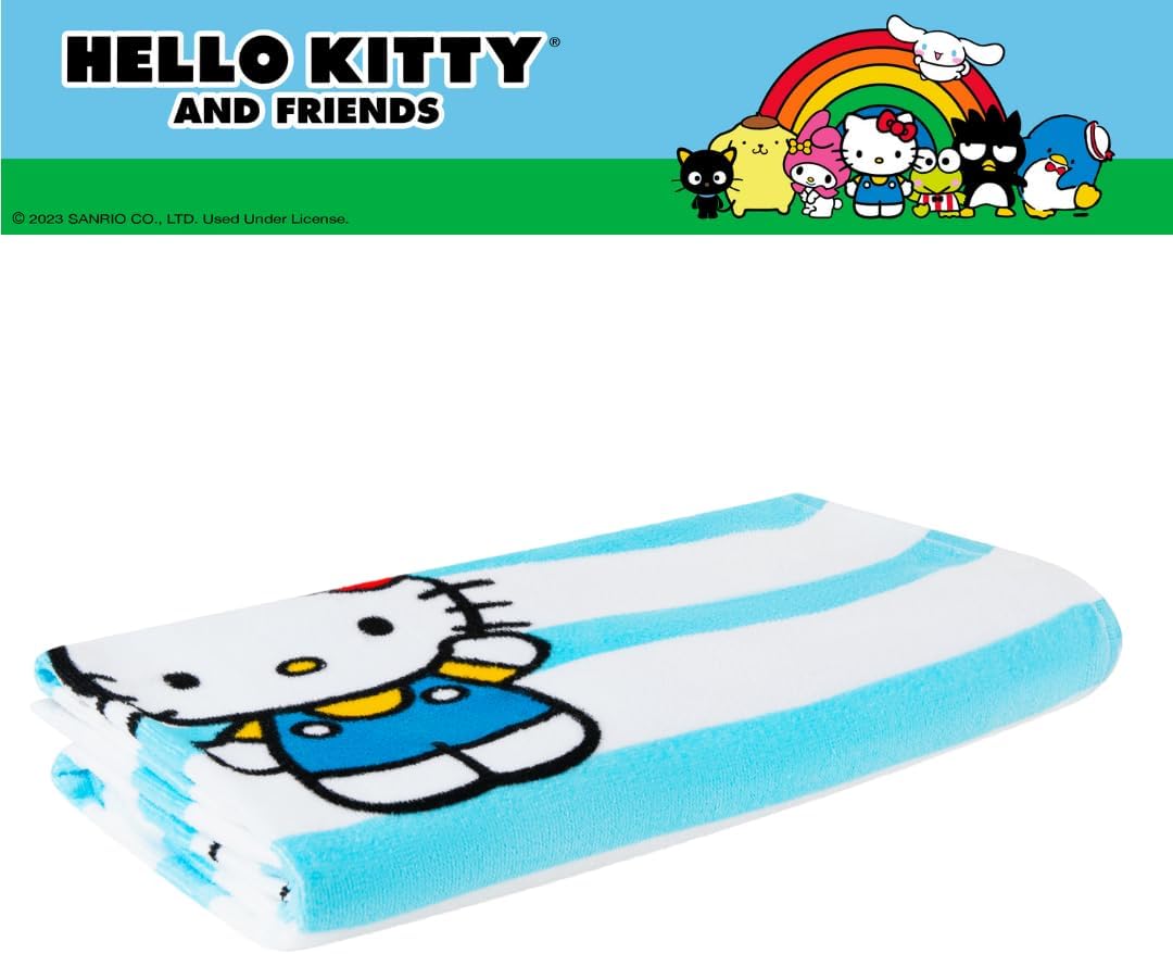 Franco Collectibles Sanrio Hello Kitty & Friends Super Soft Cotton Bath/Pool/Beach Towel, 60 in x 30 in, (Official Licensed Product)